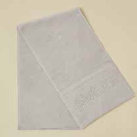 Front view of Sweat Grey gym towel, 100% cotton, 30x110 cm, with zipper pocket and antibacterial treatment