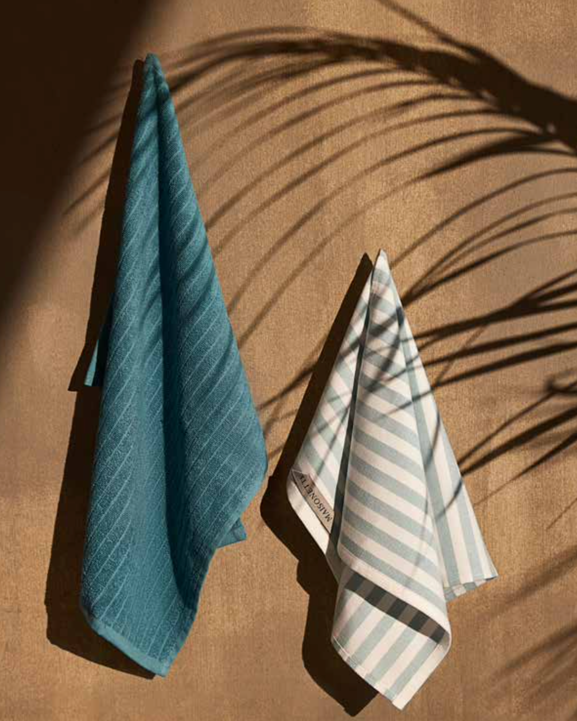 Kitchen Towel - Kita blue set hanging on the wall, featuring full terry loop design on both sides for superior absorbency and a soft, durable texture