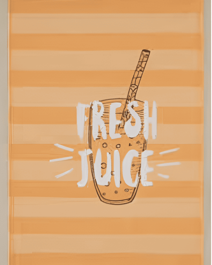 Orange kitchen towel with digitally printed health motifs, adding a warm and energetic touch to any kitchen setting