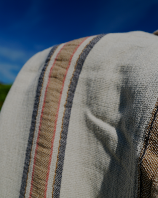 Close up shot of the organic and lightweight Elba Turkish towel showcasing its texture