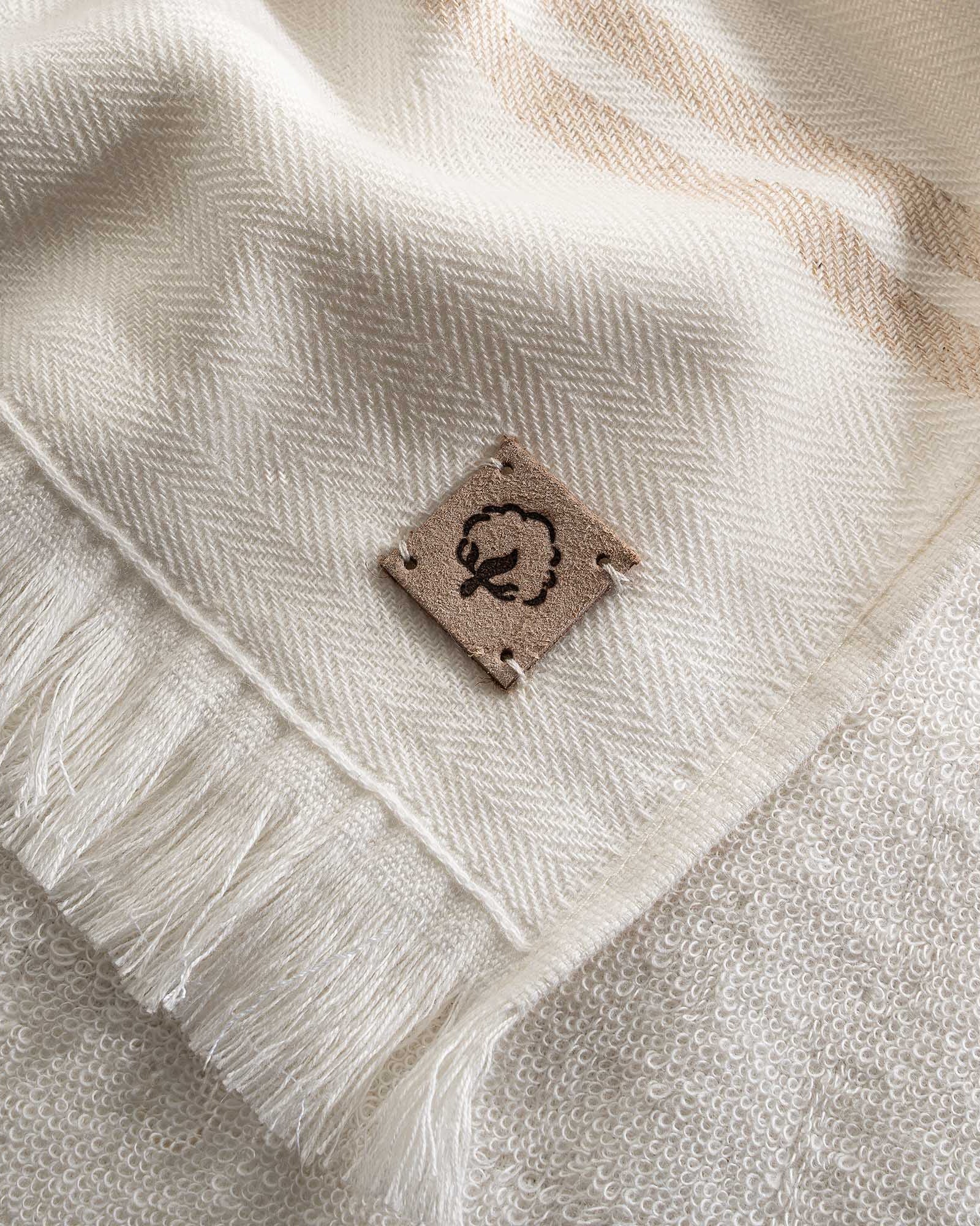 A close up shot of Erva Organic Aegean Cotton Bath Set, three pieces