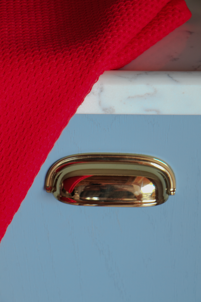 Close-up shot of the Elvin Organic Aegean Cotton Kitchen Towel set of 2 in Ruby Romance, highlighting the vibrant colour, soft texture, and high-quality organic cotton