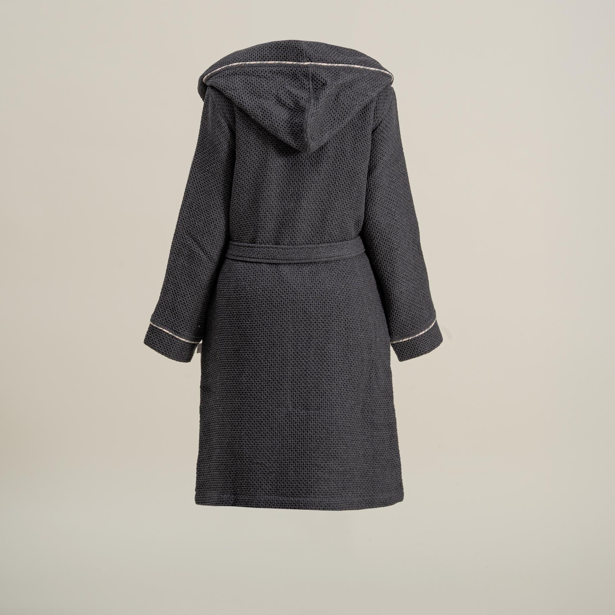 The back side of Minoa's Naia Panama Weave Mens Robe, crafted with close attention to detail and 100% eco-friendly material