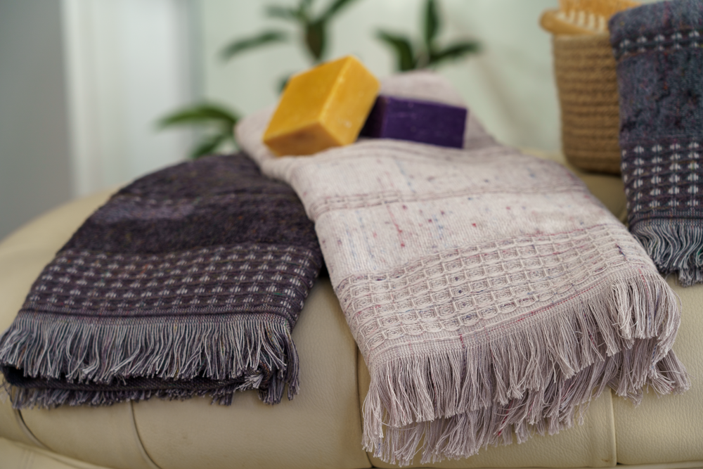 Minoa USA Canada sustainable luxury Maia organic bath towels set made from organic cotton and viscose, combining eco-friendly softness with premium design