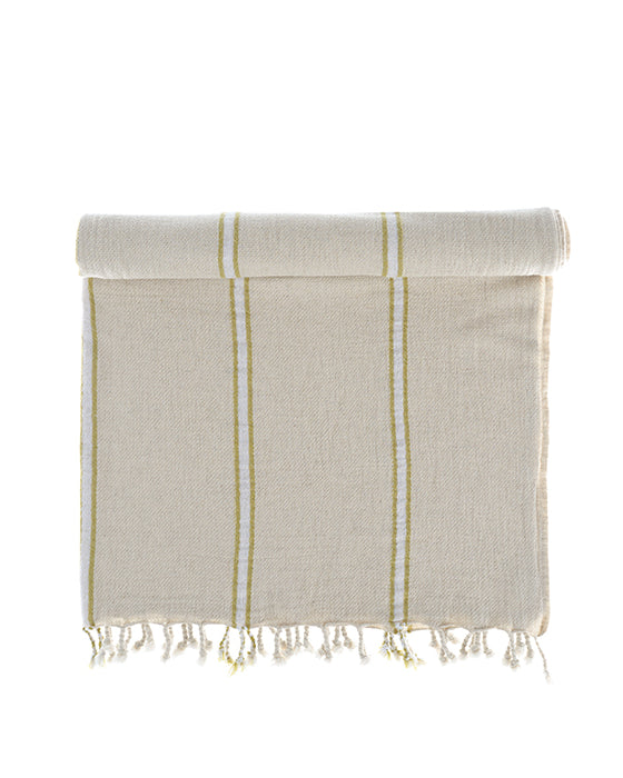 Apple green and white Anakao 215 gram Aegean Cotton and Linen Turkish towel showcasing the soft texture of a luxury bath towel