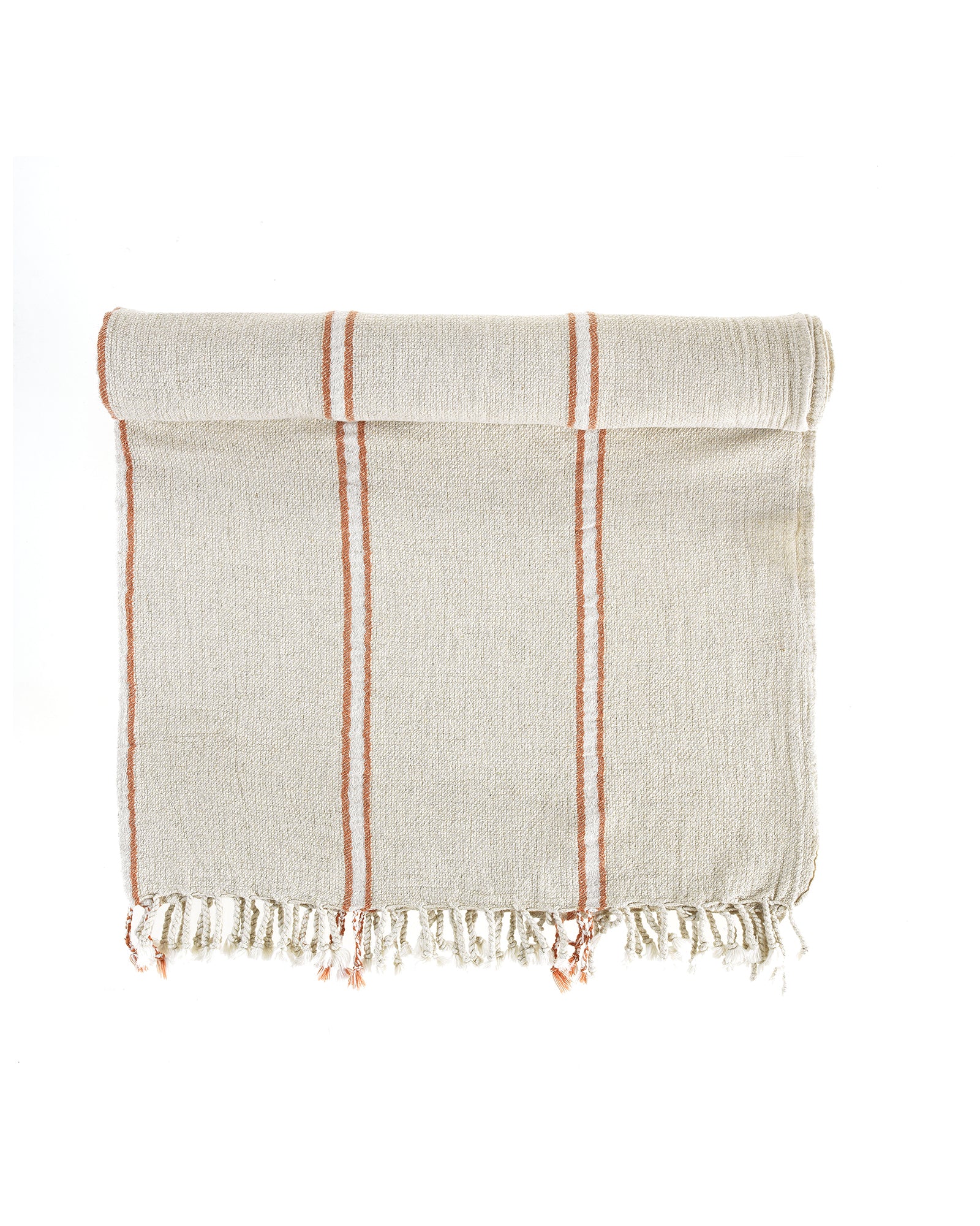 Orange and white Anakao 215 gram Aegean Cotton and Linen Turkish towel showcasing the soft texture and premium quality of a luxury bath towel