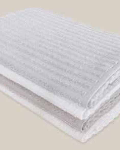 Re&Up 250-GSM Cotton Towel with a stripe pattern, an organic cotton towel designed with 75% pure cotton and 25% recycled cotton fibres for an eco-conscious, quick-drying bathroom essential