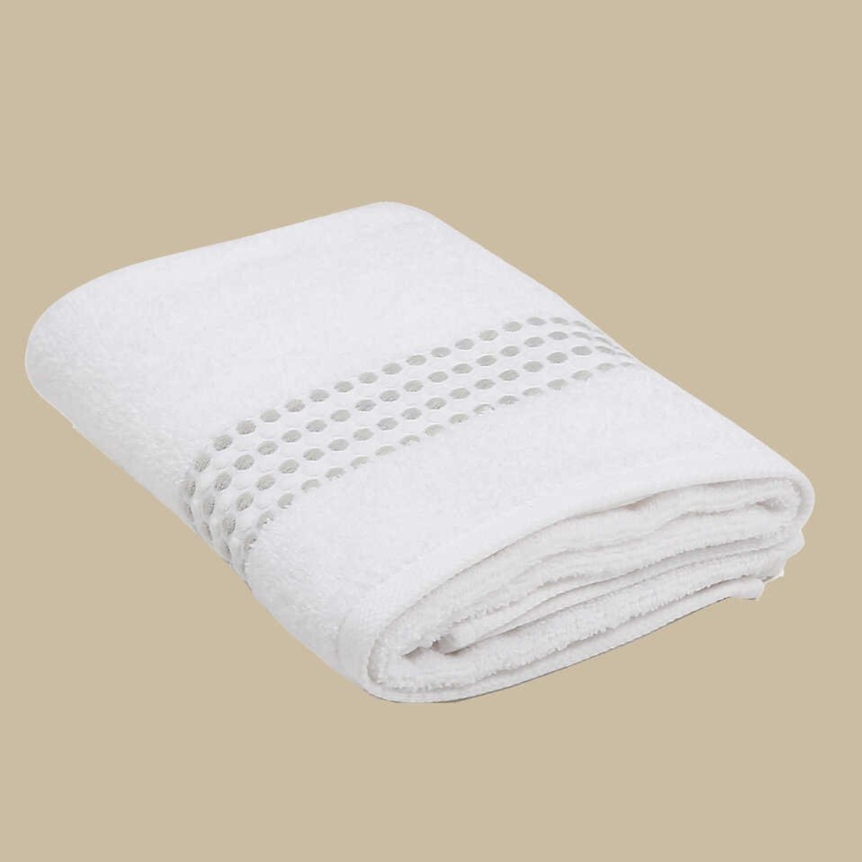 Classy 460-GSM Cotton/Viscose Towel in white, an organic cotton towel offering a soft, luxurious feel with excellent absorbency and a crisp, fresh look.