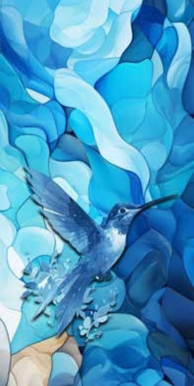 Digitally Printed Flat Woven Beach Towel with blue humming bird motifs