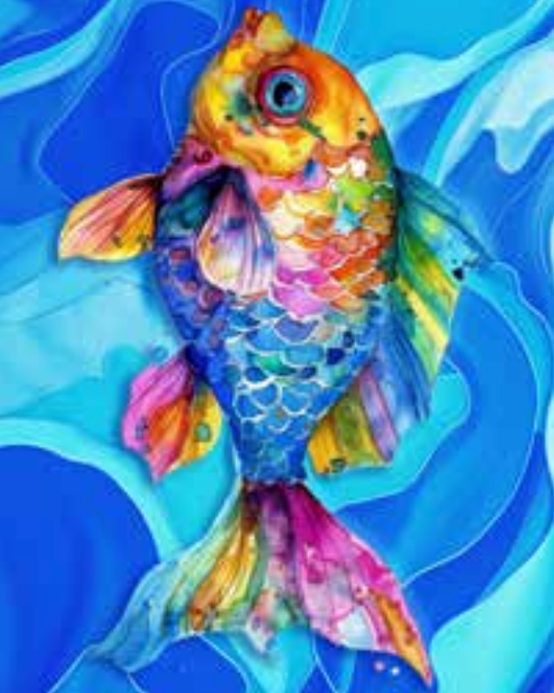 Patterned Beach Towels made with 100% cotton along with a colorful goldfish placed in the middle - Gold Fish