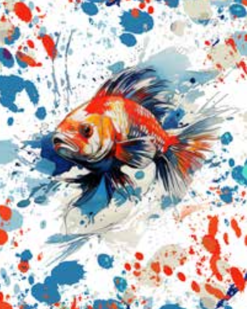 Patterned Beach Towels made with 100% cotton along with a goldfish in the middle - Splash