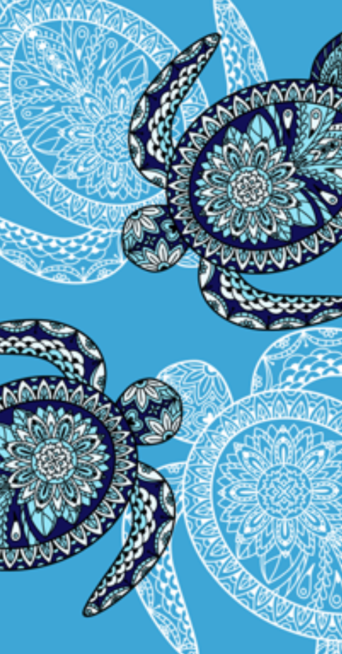 Patterned Beach Towels made with 100% cotton along with blue sea turtle motifs - Caretta