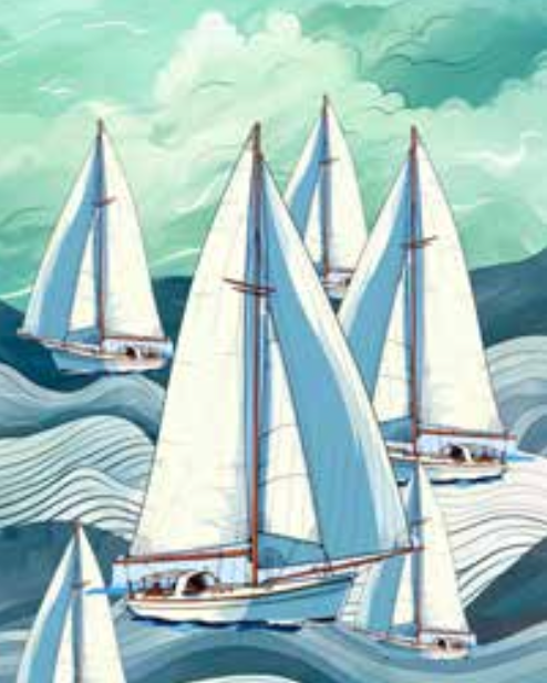 Patterned Beach Towels made with 100% cotton along with multiple sailboats on it - Headway