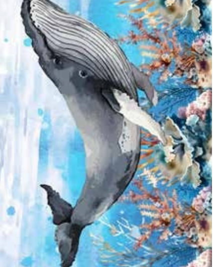 Digitally Printed Flat Woven Beach Towel with whale and sea backgrounds