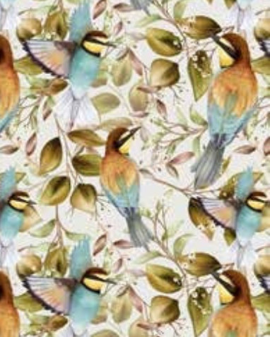 Digitally Printed Flat Woven Beach Towel with natural motifs with birds printed on it