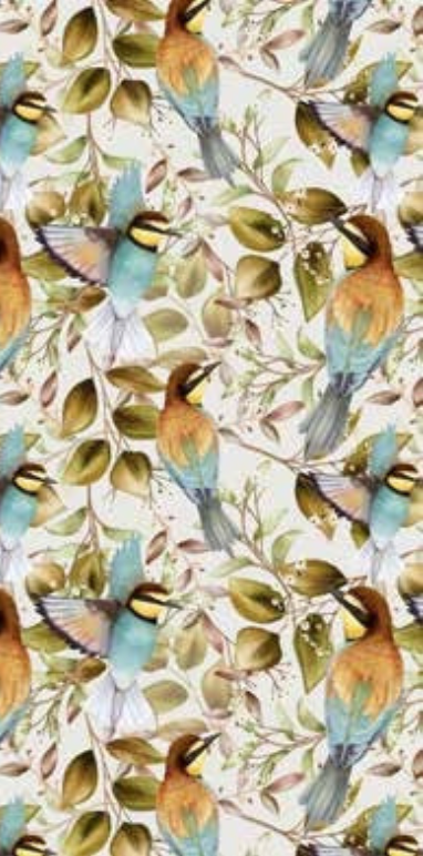 Digitally Printed Flat Woven Beach Towel with natural motifs with birds printed on it