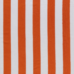 Orange/White Cabana beach towel with strip motifs by Minoa Home.