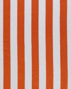 Orange/White Cabana beach towel with strip motifs by Minoa Home.