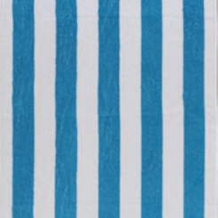 Blue/White Cabana beach towel with strip motifs by Minoa Home.