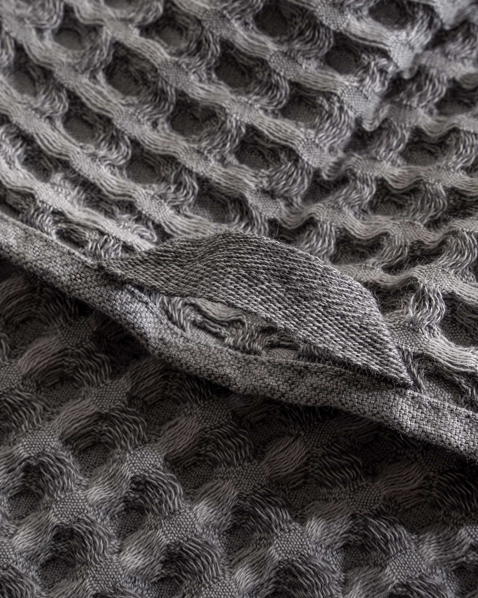 Close-up of Silver Delight Seren Organic Cotton Waffle Bath Set, showcasing the soft texture and luxurious waffle weave design