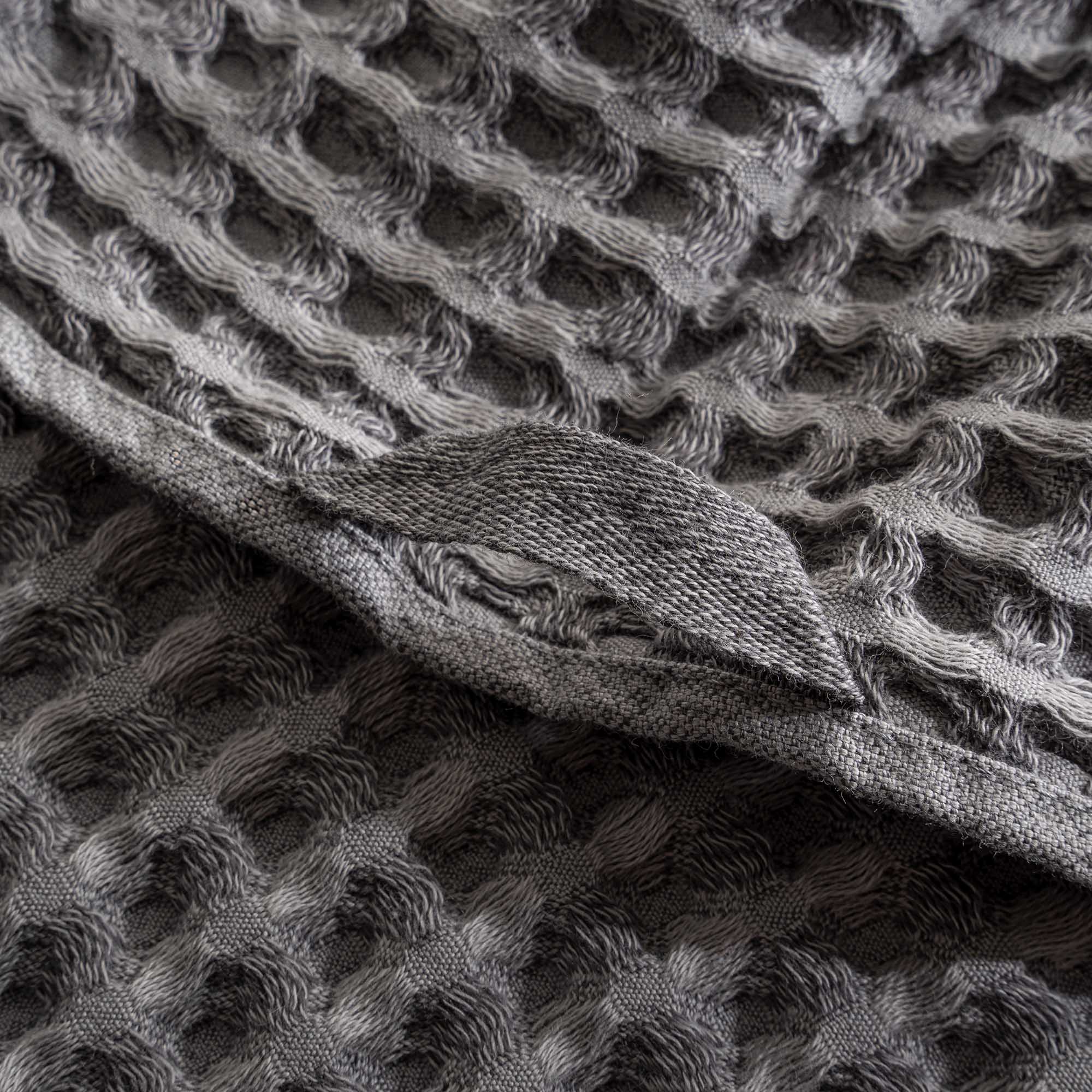 Close-up of Silver Delight Seren Organic Cotton Waffle Bath Set, showcasing the soft texture and luxurious waffle weave design