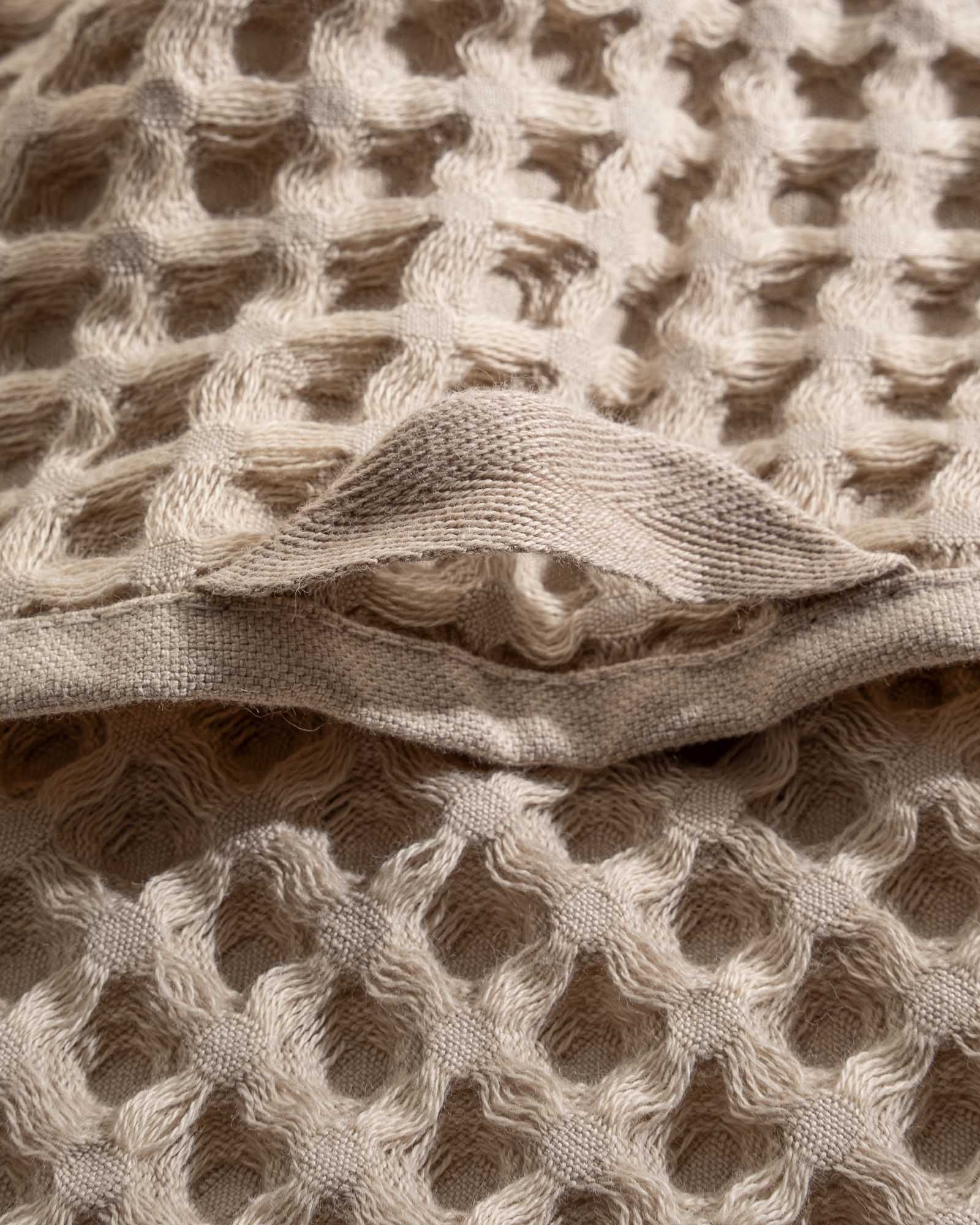 Close-up of Yummy Vanilla Seren Organic Cotton Waffle Bath Set, showing the soft texture and luxurious waffle weave design