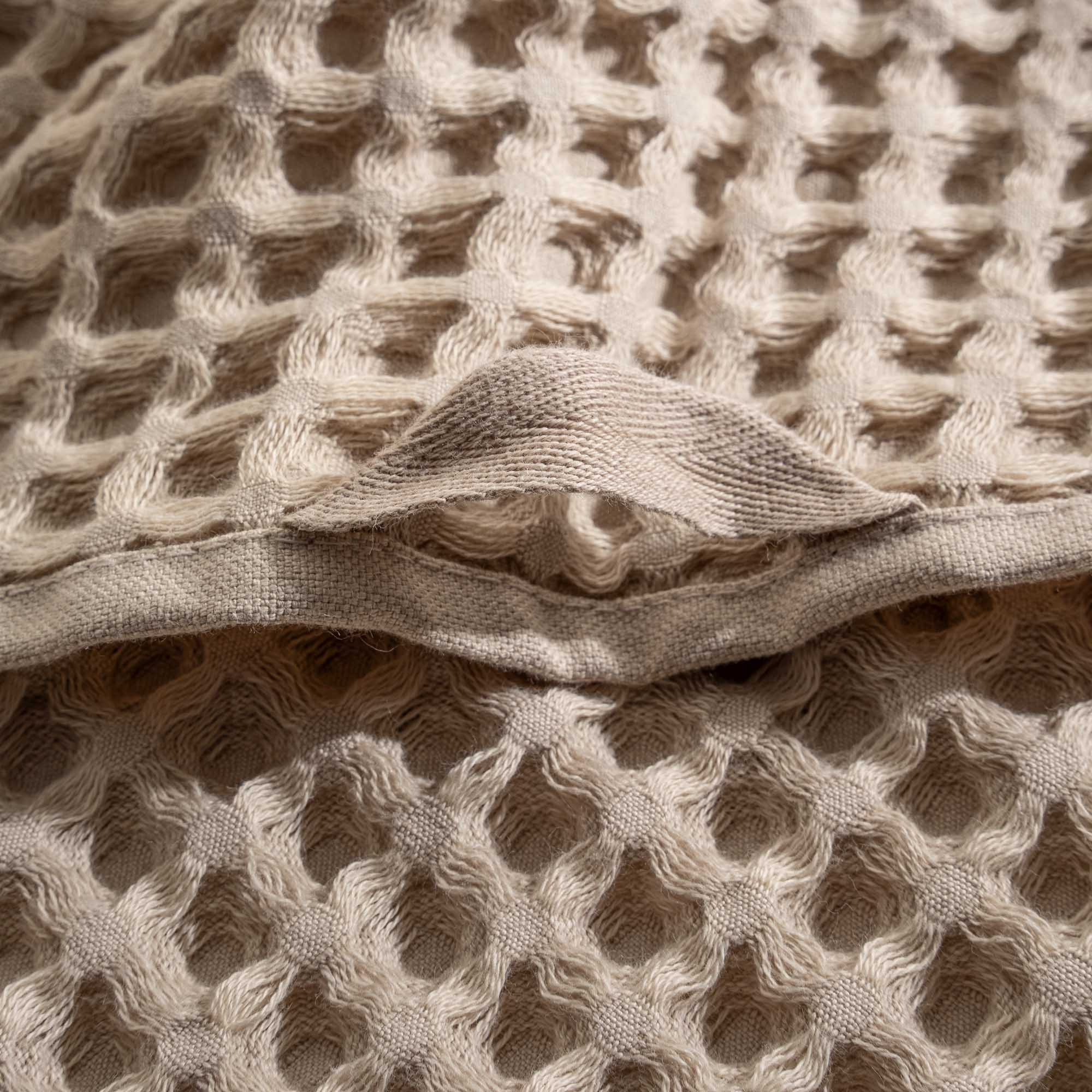 Close-up of Yummy Vanilla Seren Organic Cotton Waffle Bath Set, showing the soft texture and luxurious waffle weave design