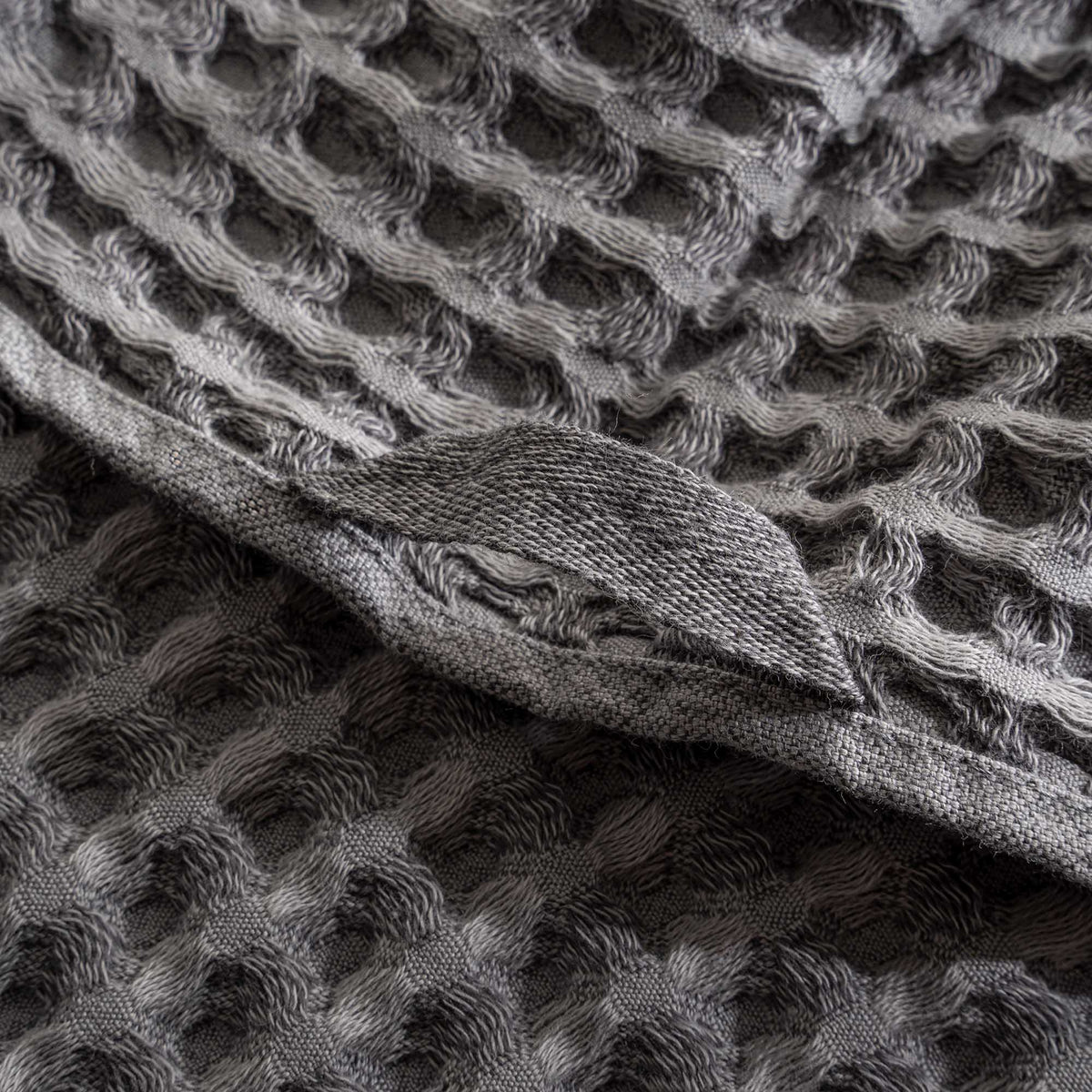 Close-up of Silver Delight Seren Organic Cotton Waffle Bath Set, showcasing the soft texture and luxurious waffle weave design