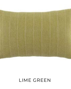 Lime green rectangular pillow with subtle vertical white stripes — sustainable decorative cushion for modern eco-conscious spaces.