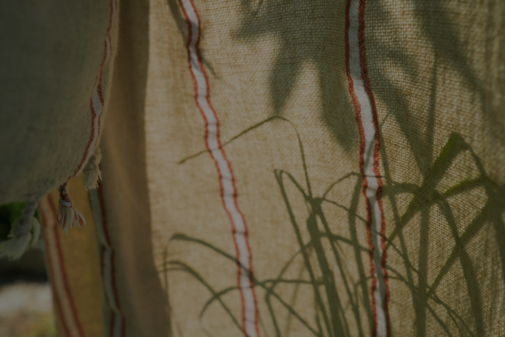 Lemon yellow linen & aegean cotton beside the grass and under the sunshine