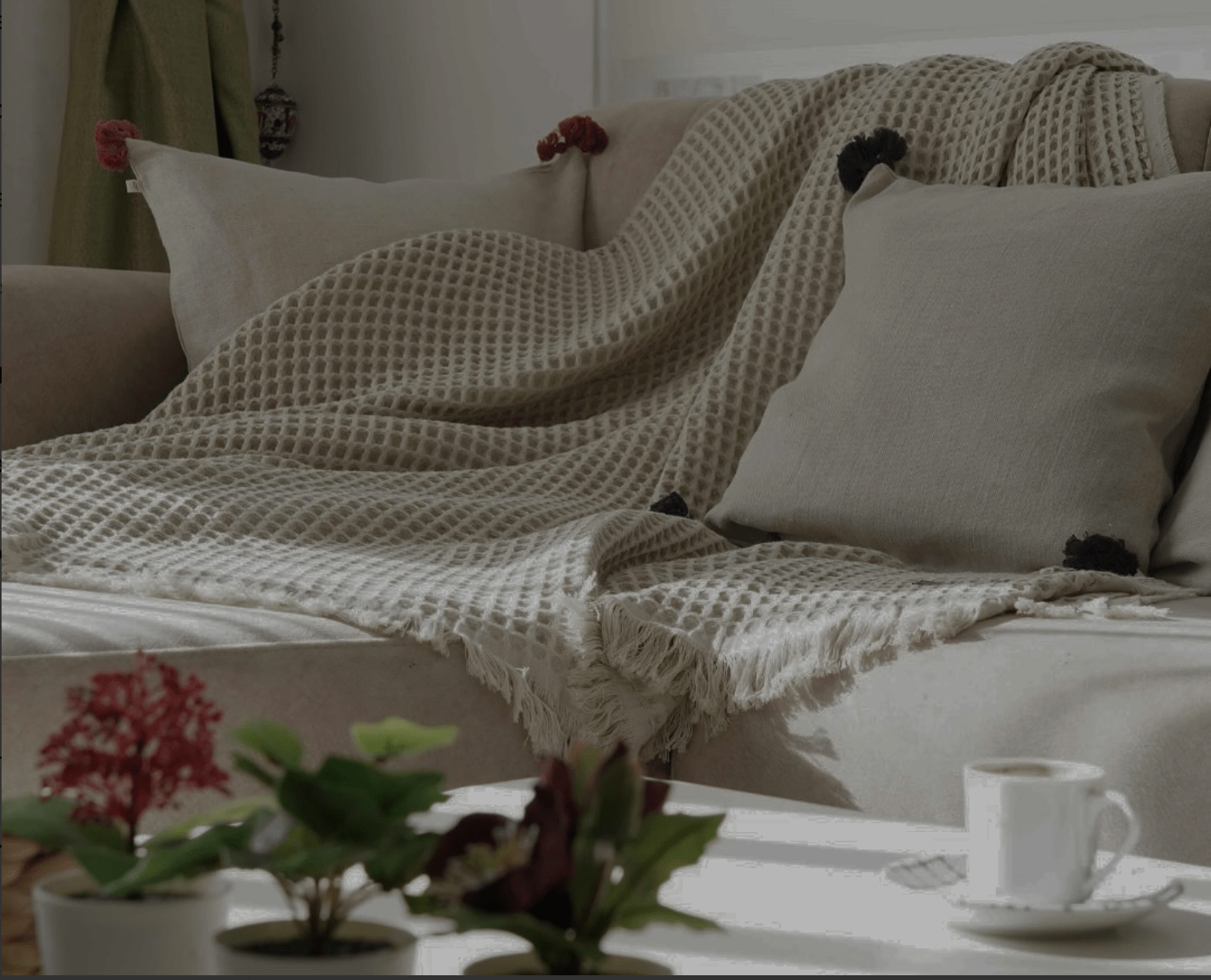 Organic Aegean, Seren Waffle Large Throw Spread Waffle 