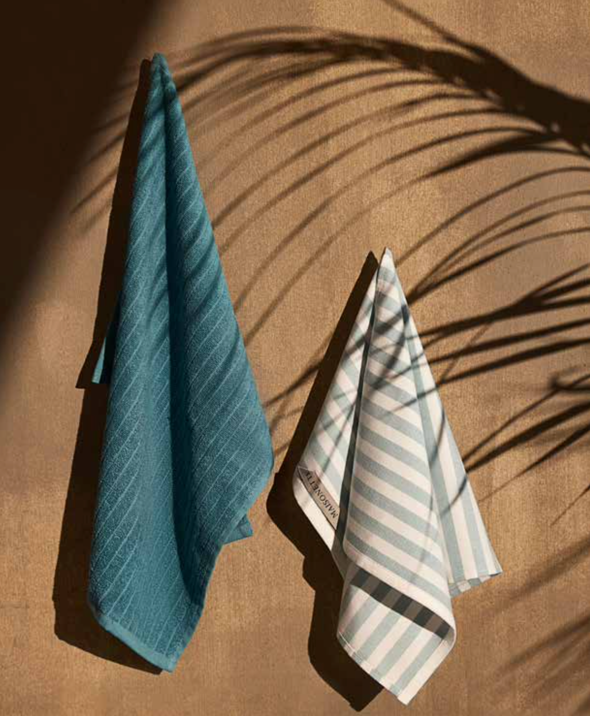 Kitchen Towel - Kita blue set hanging on the wall, featuring full terry loop design on both sides for superior absorbency and a soft, durable texture