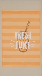 Orange kitchen towel with digitally printed health motifs, adding a warm and energetic touch to any kitchen setting