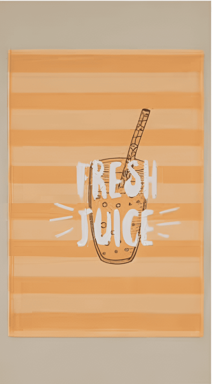 Orange kitchen towel with digitally printed health motifs, adding a warm and energetic touch to any kitchen setting