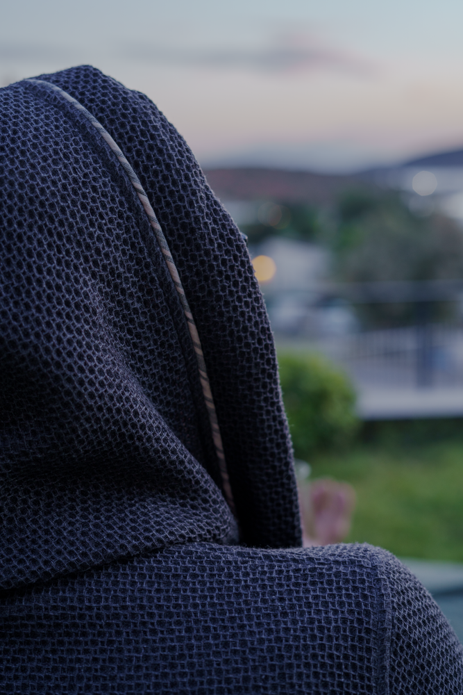 The hat of Minoa's Naia Panama Weave Mens Robe