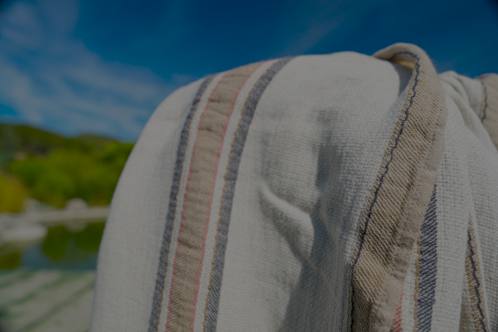 Close up shot of the organic and lightweight Elba Turkish towel showcasing its texture
