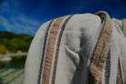 Close up shot of the organic and lightweight Elba Turkish towel showcasing its texture
