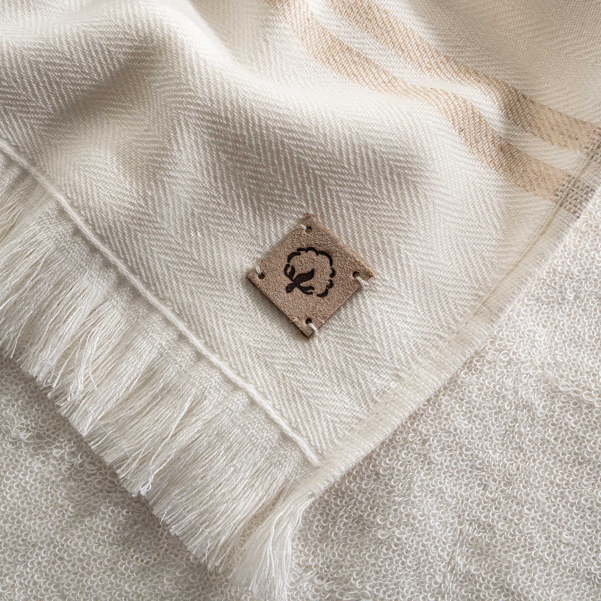 A close up shot of Erva Organic Aegean Cotton Bath Set, three pieces