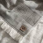 three-piece Hasna Organic Aegean Cotton and Linen Bath Set in Grey Haze, highlighting the layered texture and soft, muted tones of the fabric