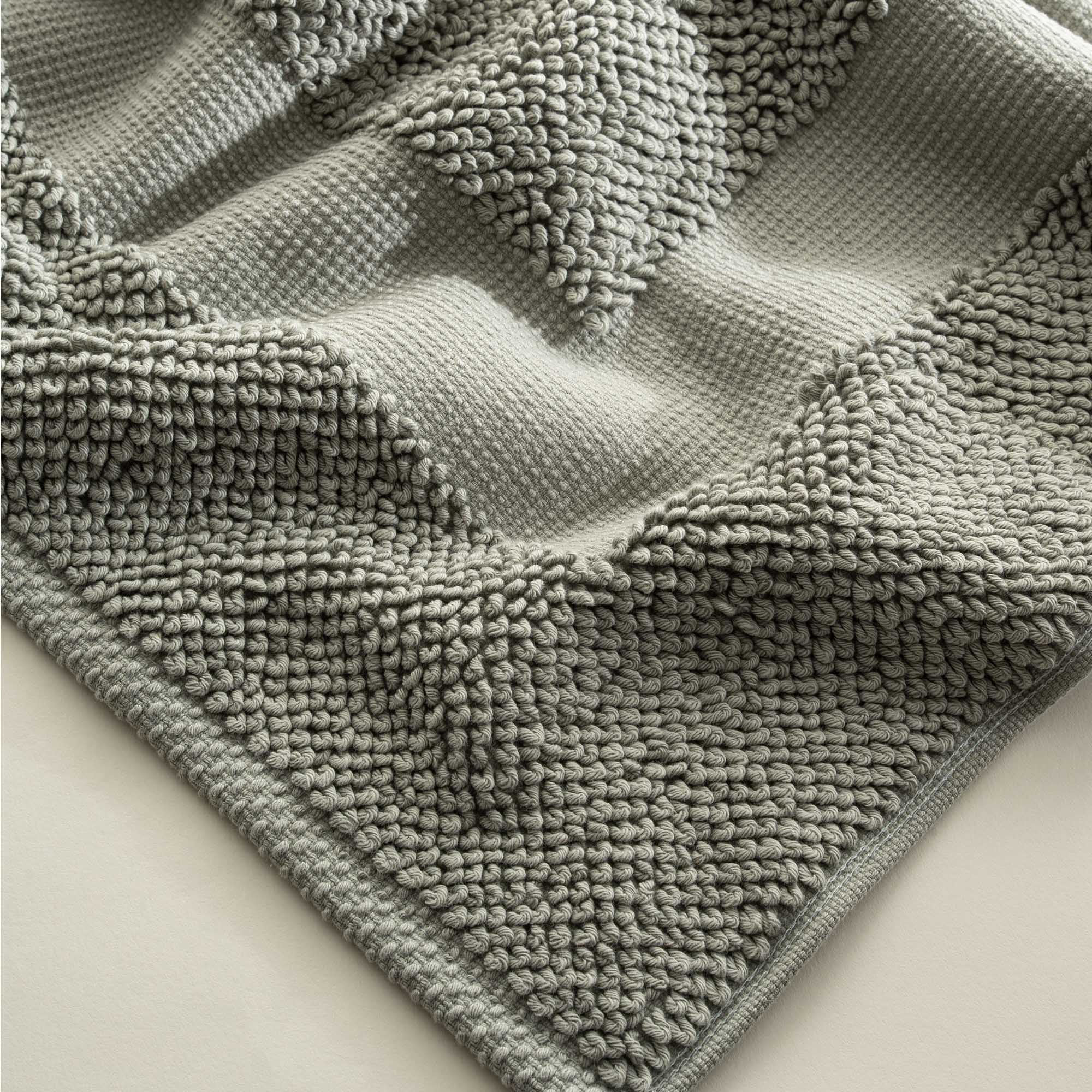 Close-up of the Kaia Aegean Cotton Bath Mat in Meadow Sage, showing its plush texture, natural tone, and high-quality finish