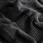 Close-up of a textured black towel surface