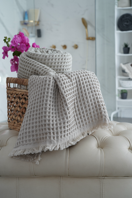 Seren Organic Cotton Waffle Bath, Hand & Washcloth Towel Set