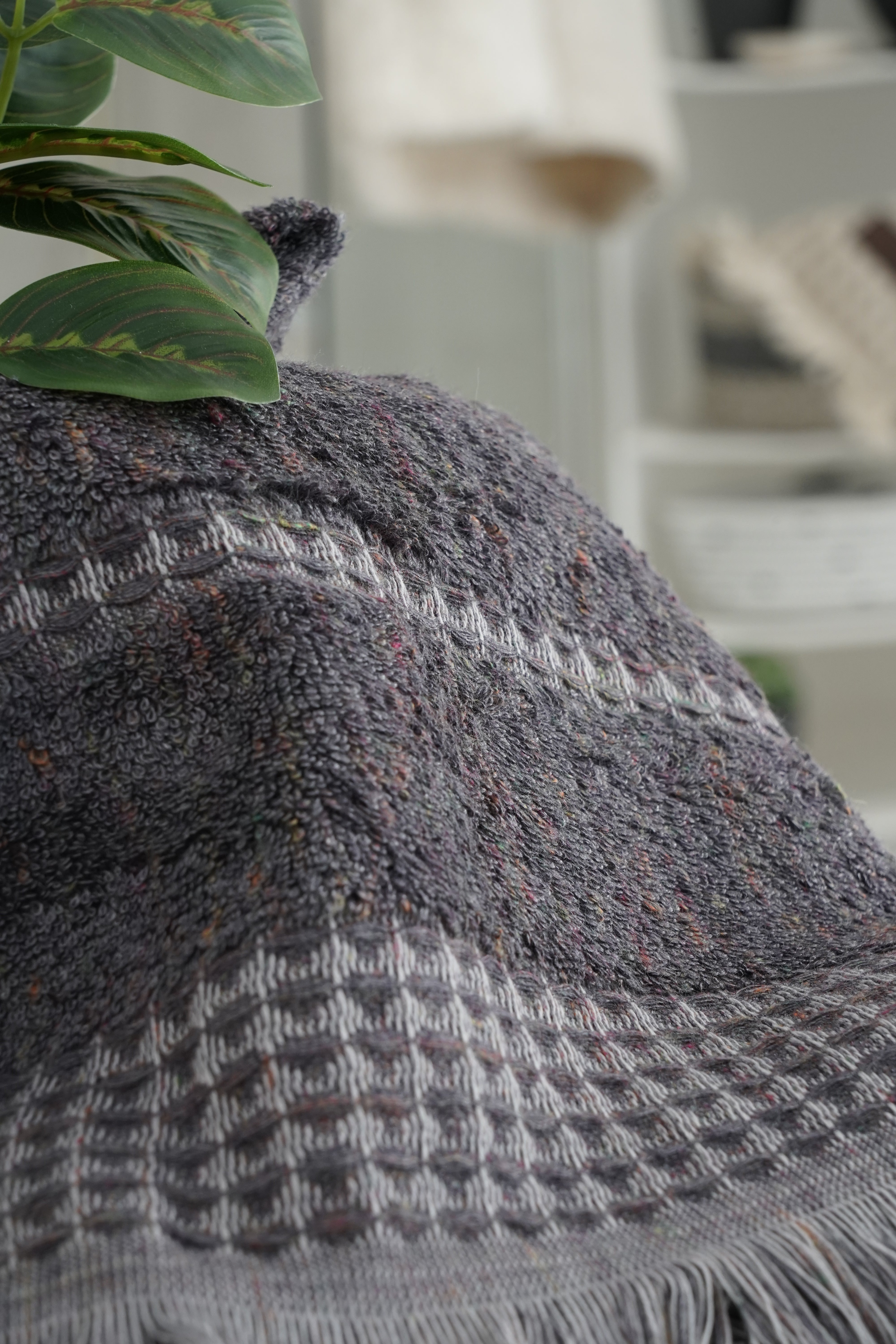 Close-up of the Zeus Organic Cotton Bath, Hand & Washcloth Set in Cozy Cobalt, showcasing the soft texture and vibrant colour