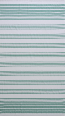 Green/White Nesta beach towel made with 100% organic cotton, with a luxuriously soft texture and carefully fabricated comfort