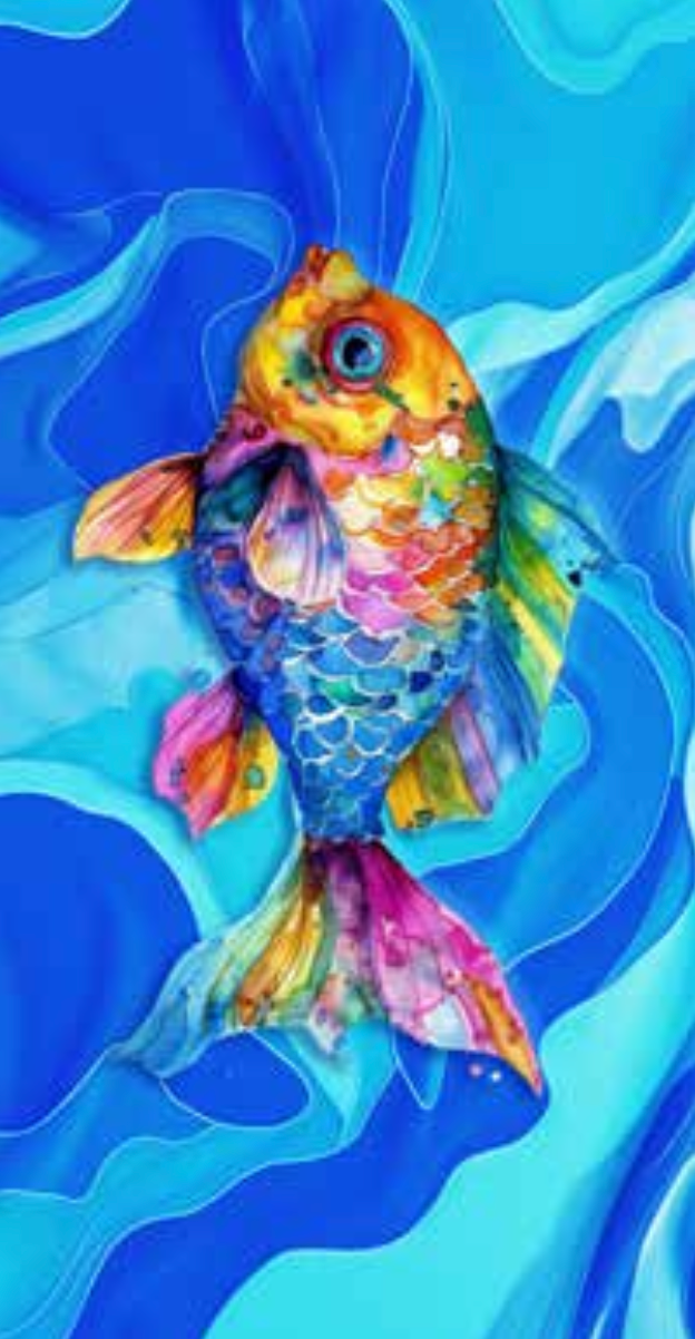 Patterned Beach Towels made with 100% cotton along with a colorful goldfish placed in the middle - Gold Fish