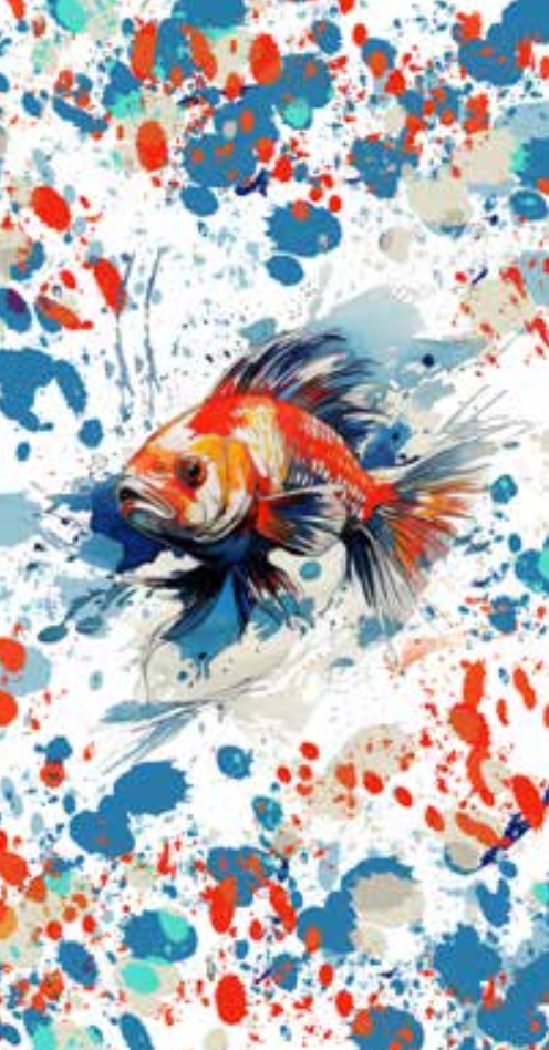 Patterned Beach Towels made with 100% cotton along with a goldfish in the middle  - Splash