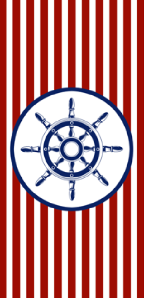 Patterned Beach Towels made with 100% cotton along with a blue rudder in the middle  - Rudder