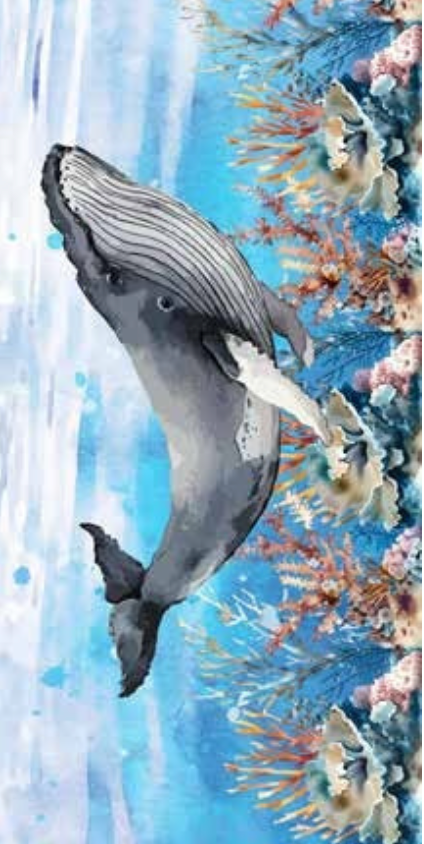 Digitally Printed Flat Woven Beach Towel with whale and sea backgrounds