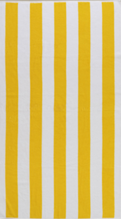 Yellow/White Cabana beach towel with strip motifs by Minoa Home.