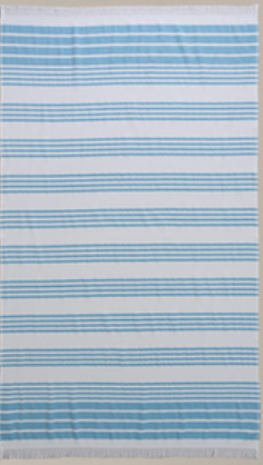 Blue/White Nesta beach towel made with 100% organic cotton, with a luxuriously soft texture and carefully fabricated comfort
